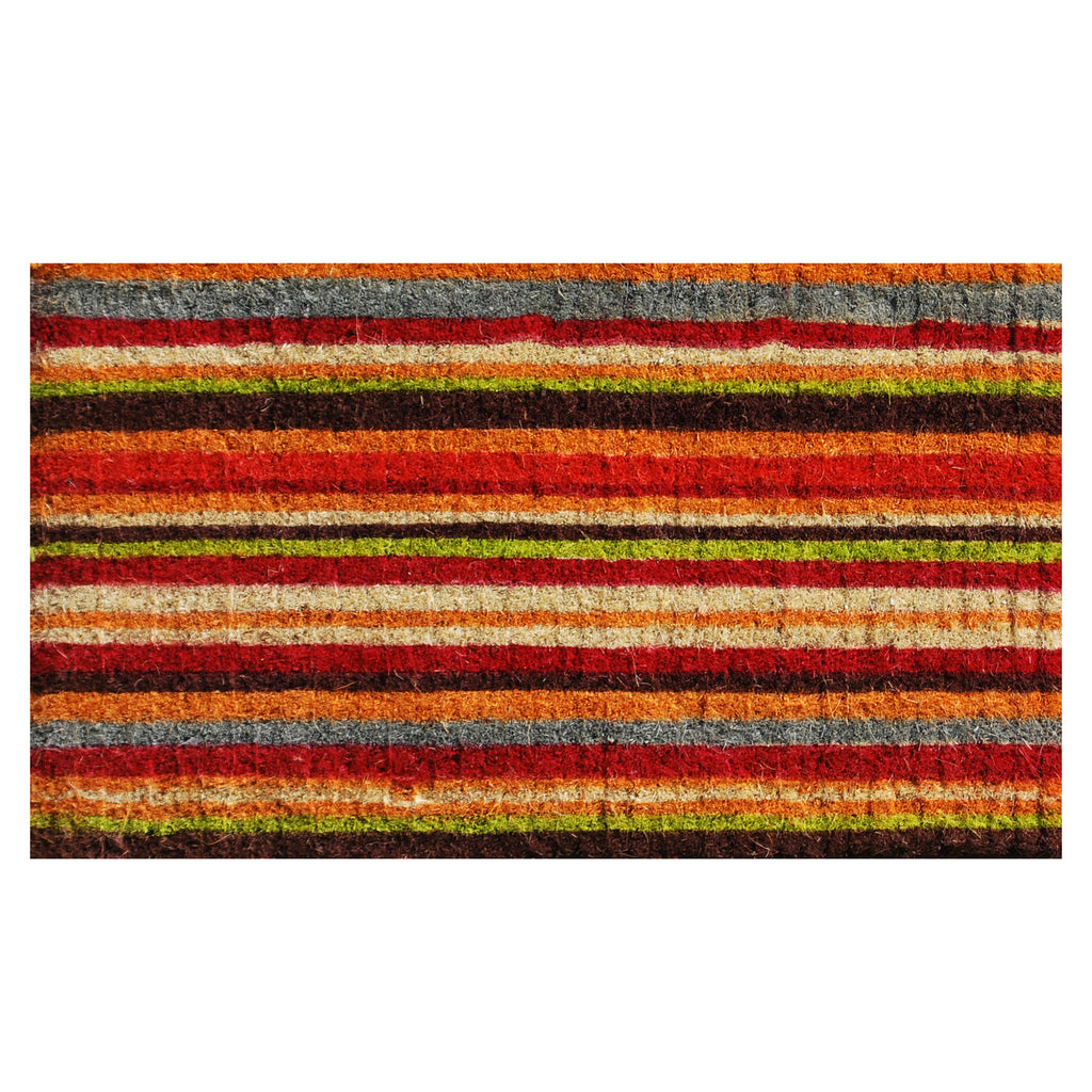 Multi-Colored With Stripes 100% Natural Coir Rug