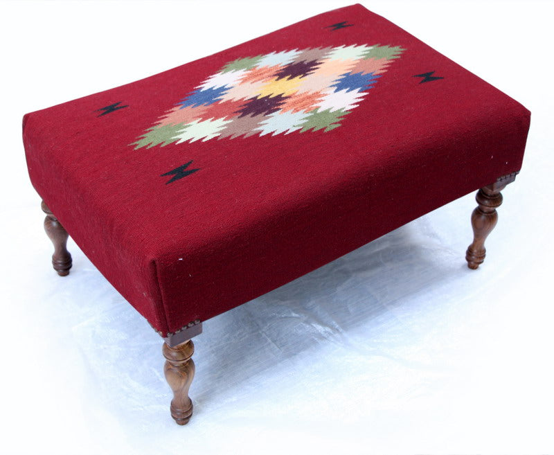 Cute Cranberry Colored Handmade Woolen Bench