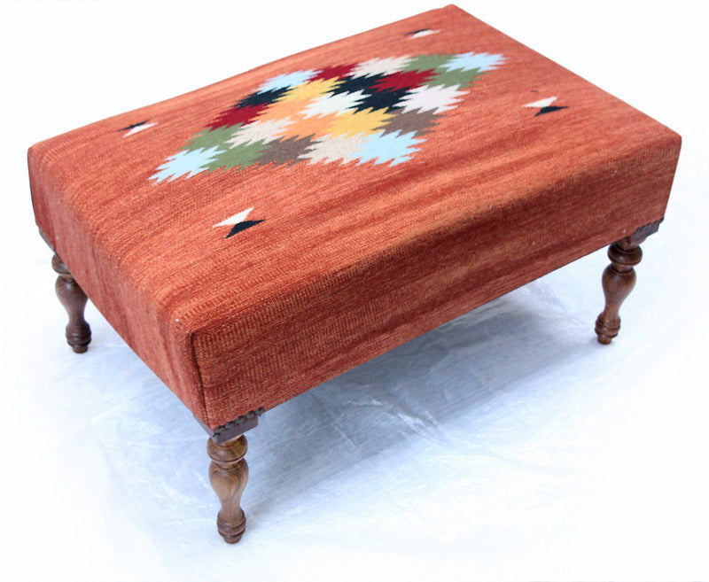 2"W x 4"L x 17" H Coral Colored Natural Woolen Bench