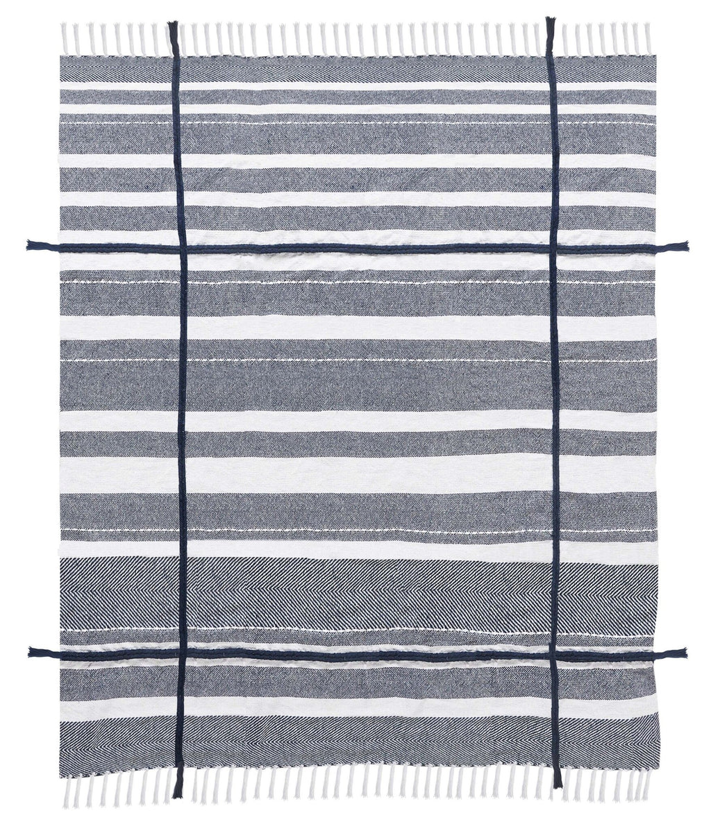 Unique Gray and White Striped Warm Cotton Throw