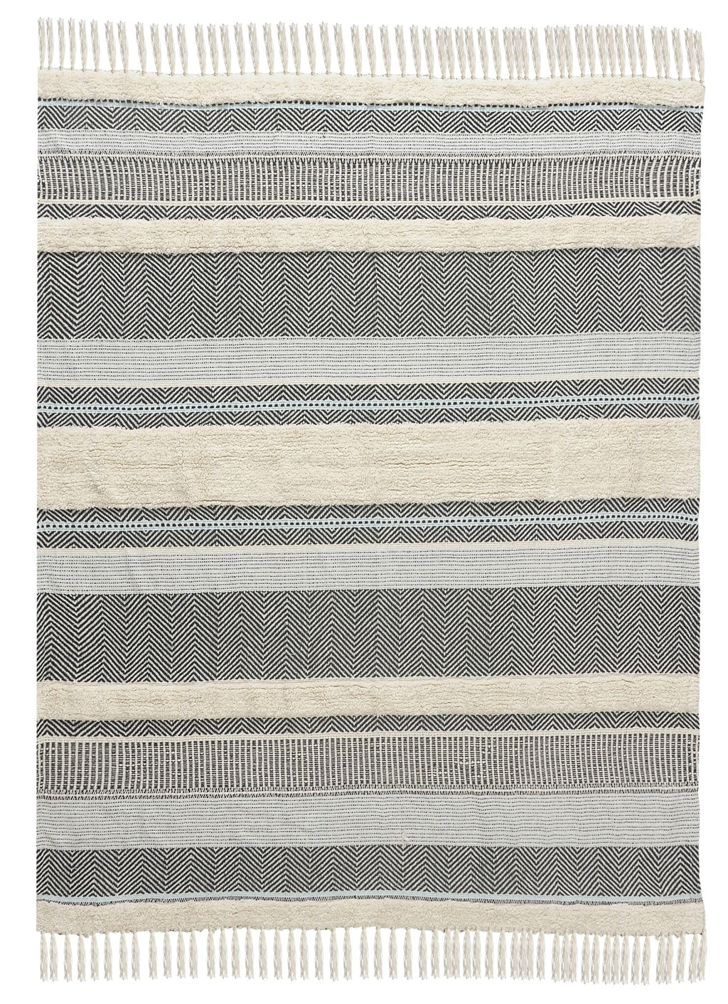 Pure Cotton Warm Throw with Multicolored Stripes