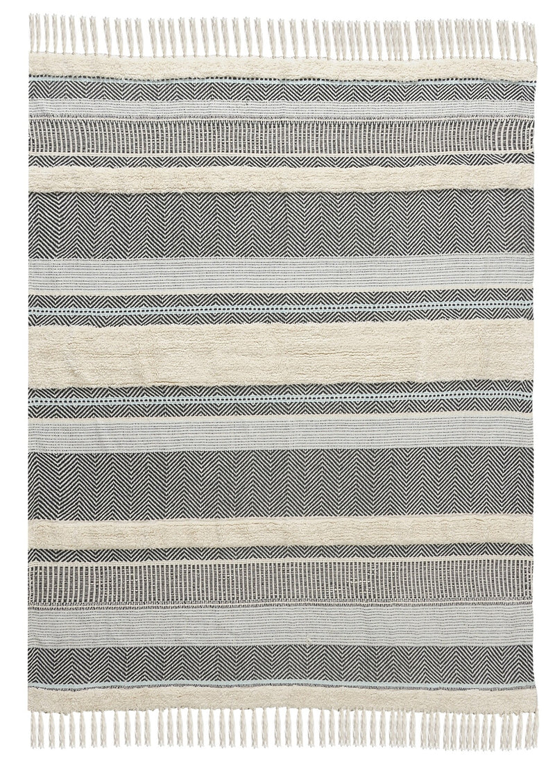Pure Cotton Warm Throw with Multicolored Stripes