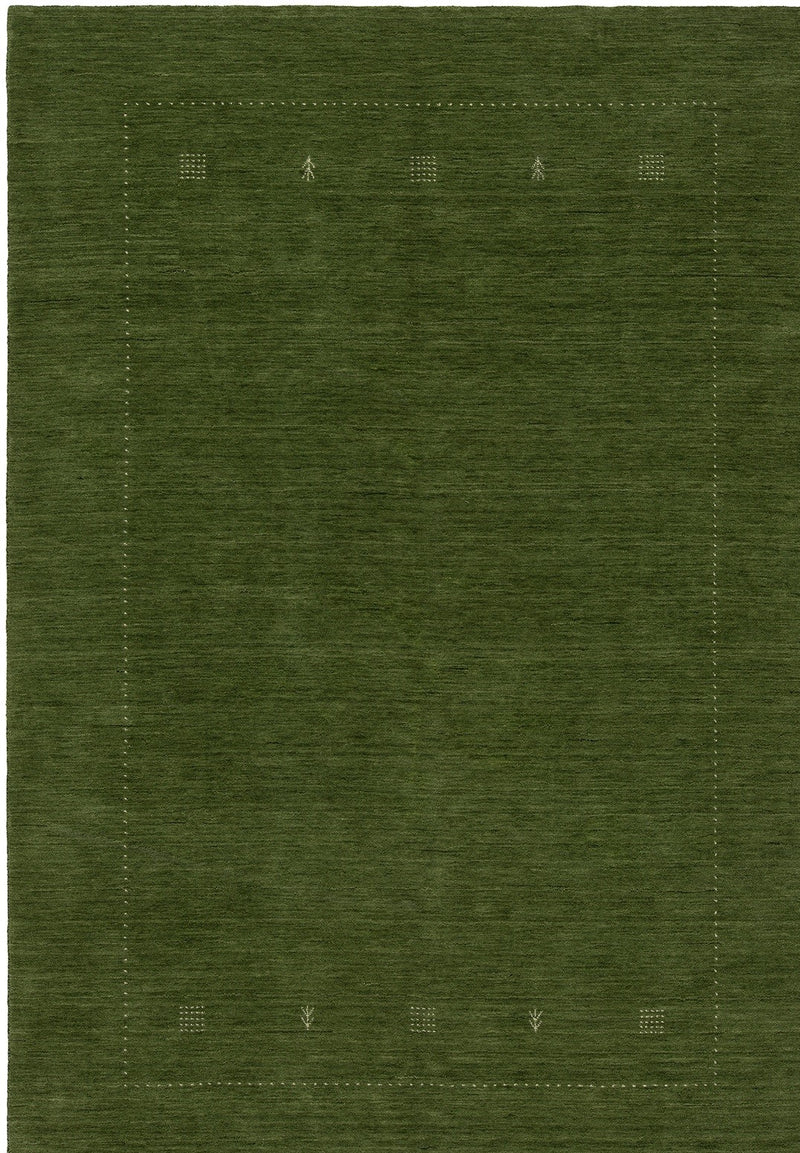 Beautiful Green Handloomed Pure Wool Rug
