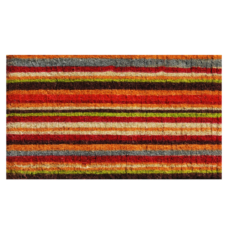 Multi-Colored With Stripes 100% Natural Coir Rug