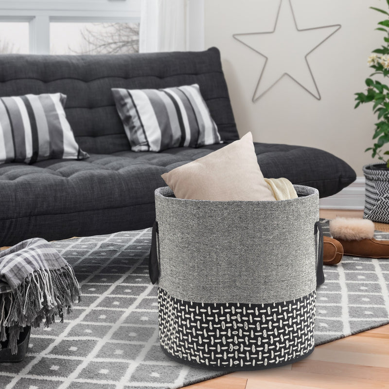 18"x18"x18" Handmade Pure Cotton Black Basket