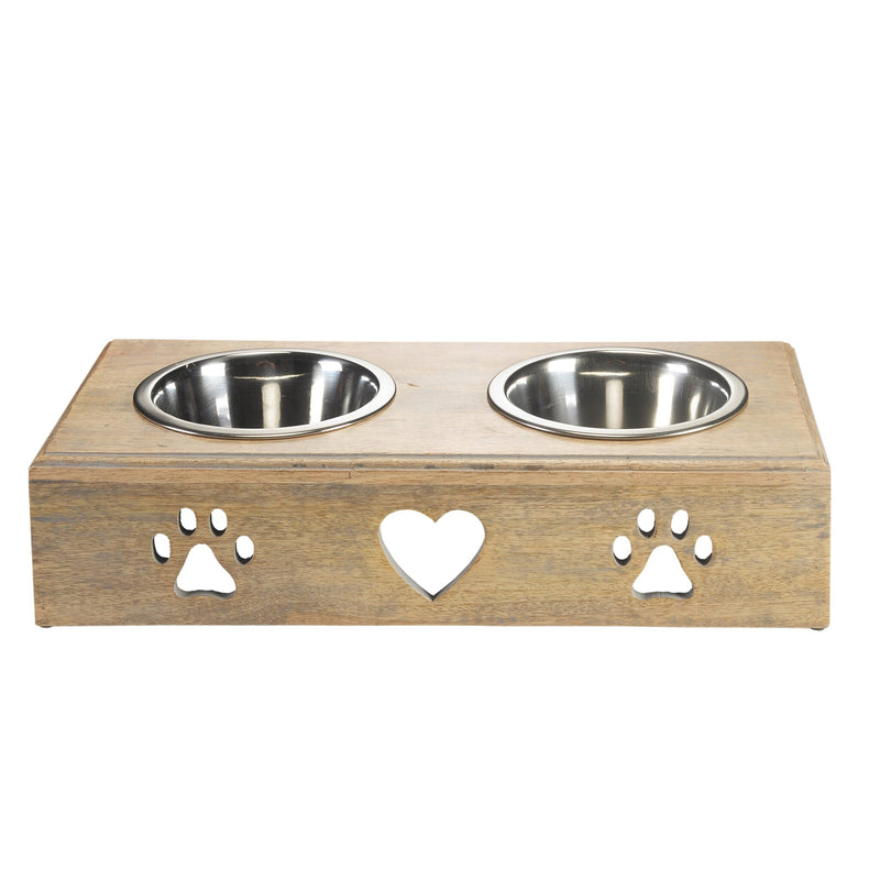 Handmade Wooden Pet Feeder with Cute Cutouts
