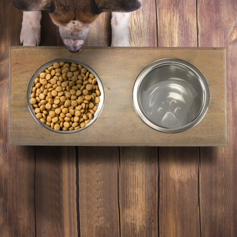 Handmade Wooden Pet Feeder with Cute Cutouts