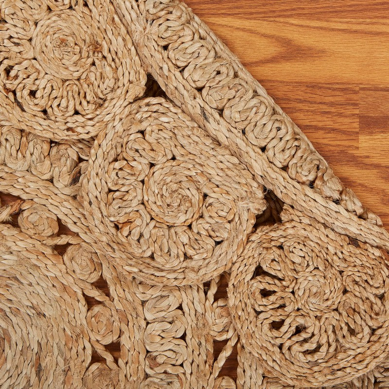 Handmade Flower Shaped 100% Pure Jute Rug