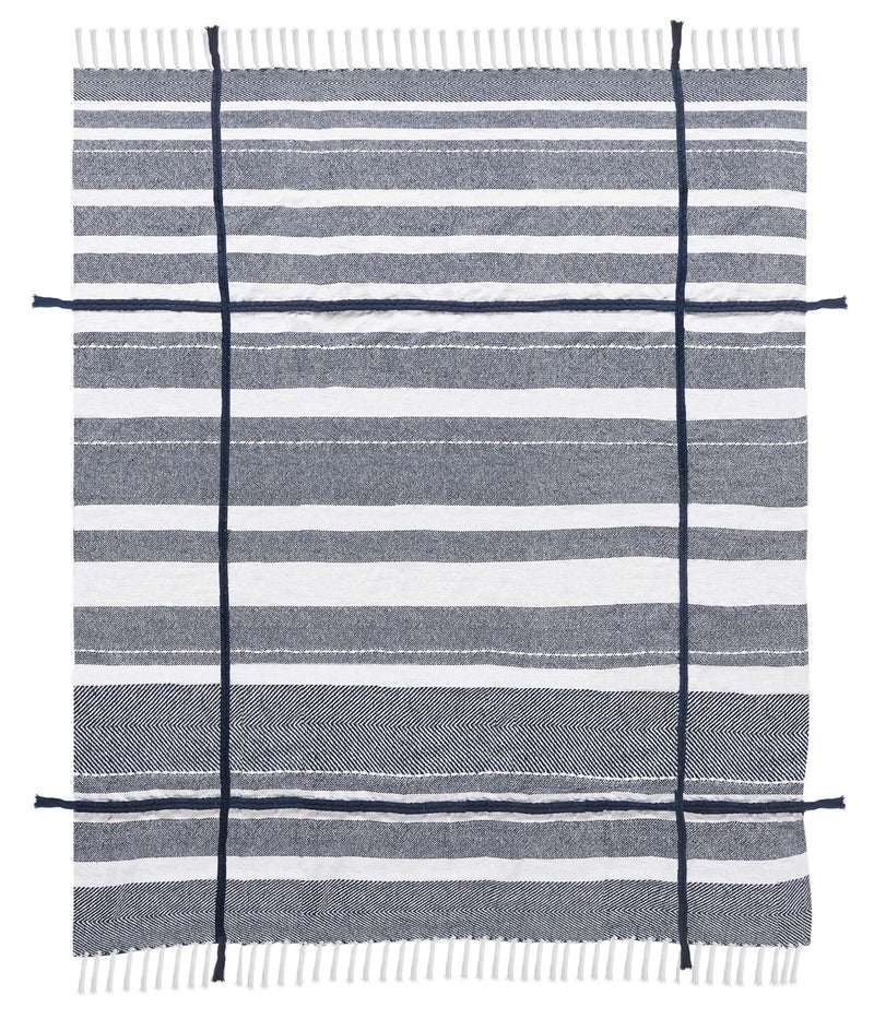 Unique Gray and White Striped Warm Cotton Throw