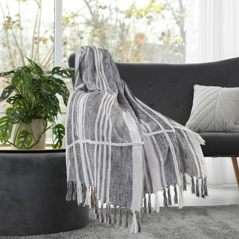 100% Cotton Striped Decorative Throw