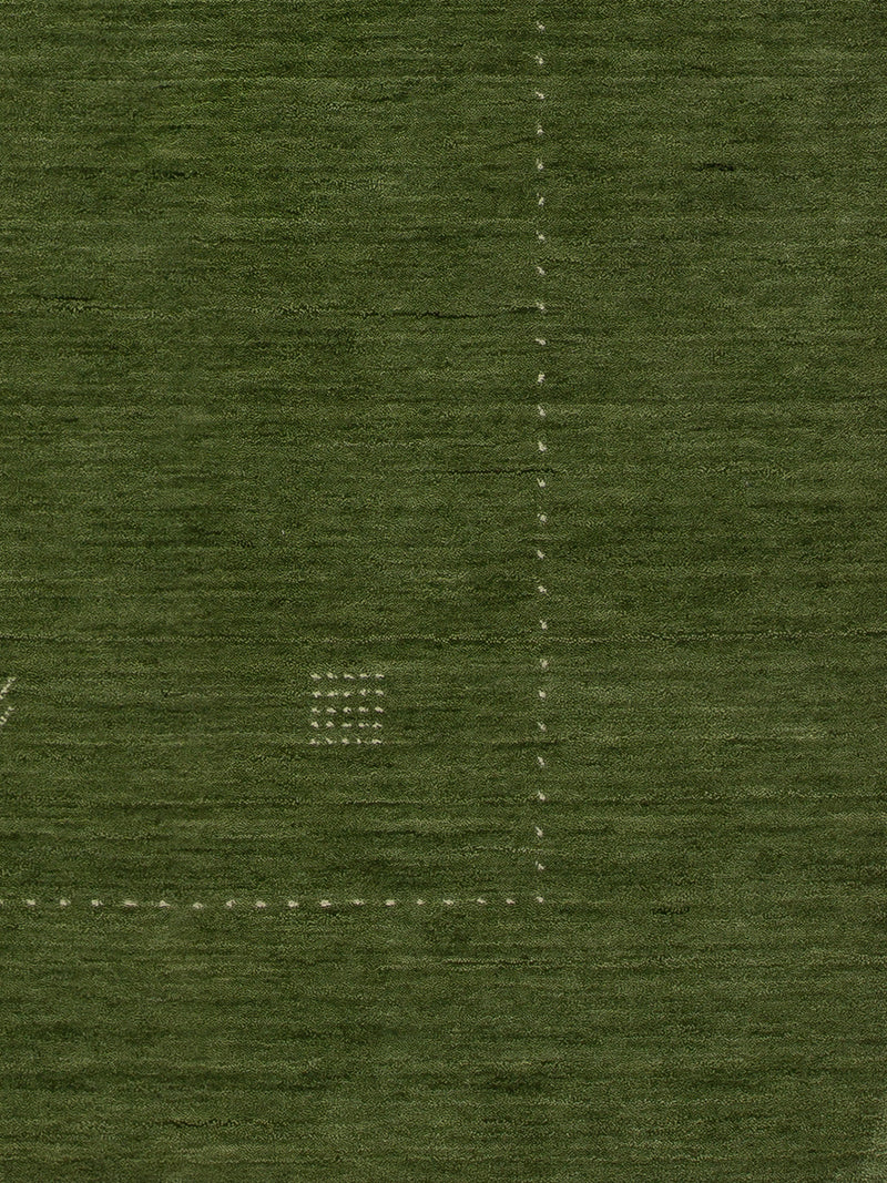 Beautiful Green Handloomed Pure Wool Rug