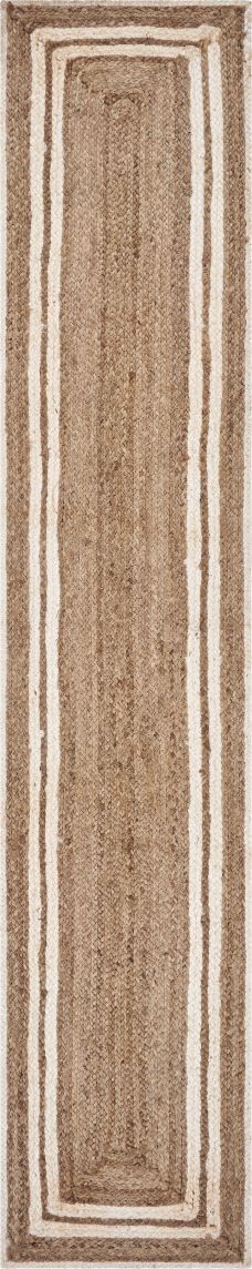 Hand-Braided and Hand-Woven Natural Jute Runner Rug